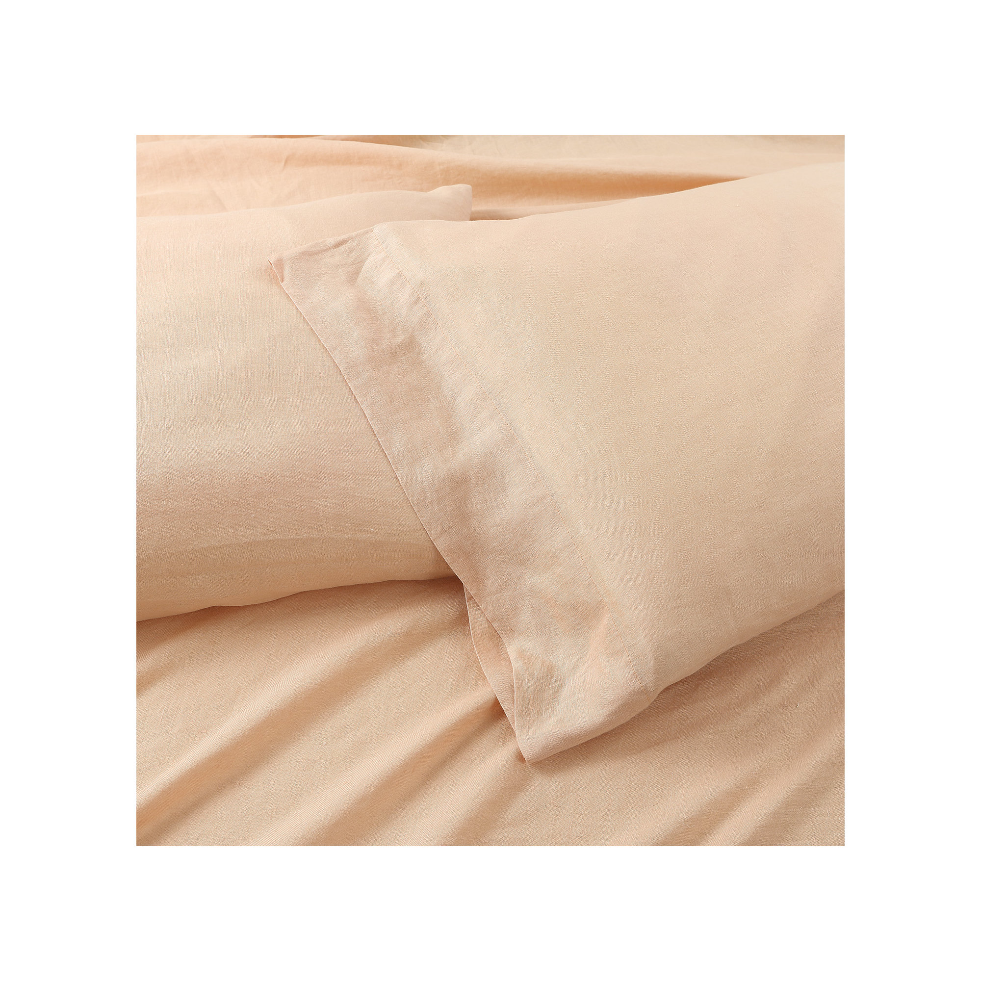 Frazier 100% Linen Machine Woven Sheet Set, Apricot, California King Sheet Set with 2 Pillowcases