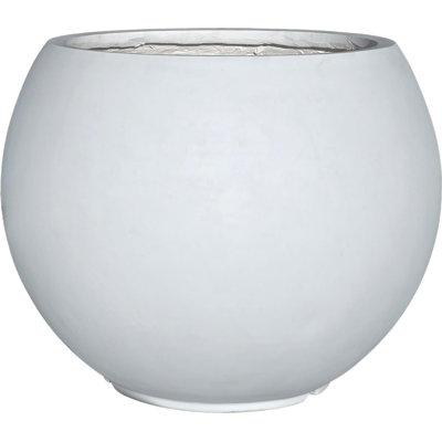 17" H x 21" Dia Round White Fiberstone Planter Pot with Drainage Hole, Extra Large Lightweight UV-Resistant Planter for Olive Trees, Monstera & Large Plants, Indoor Outdoor Patio, Porch & Garden