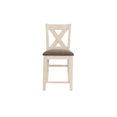 Modern Contemporary Dining Room Furniture Chairs Set Of 2 Counter Height Chairs Light Wooden High Chair X Back Design Cushion Seat