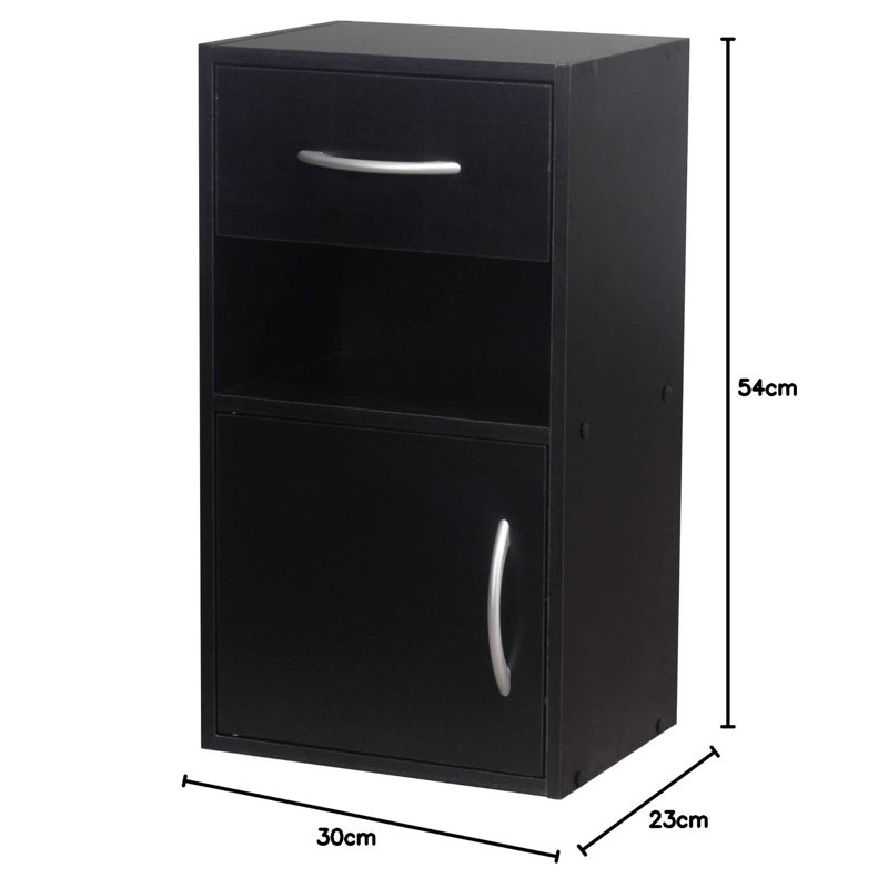Puliafico 30cm W Manufactured Wood Bedside Table, Black