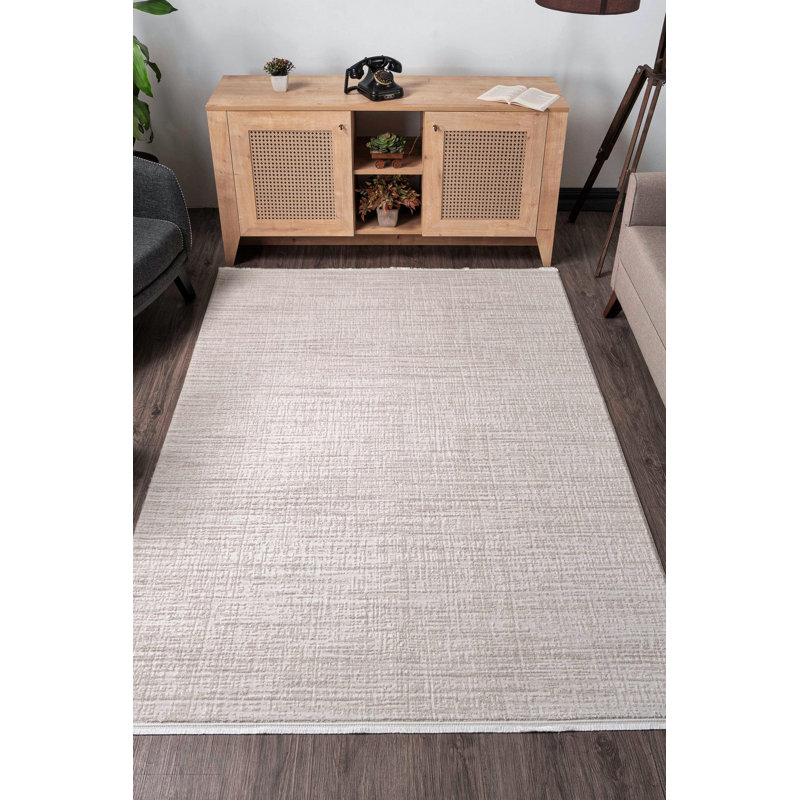 Luxurious Woven Carpet, Cream Color, 3.3 x 6.6 ft | 100% Acrylic, 2600 g/m² | 0.5 in Pile Height | Cotton/Jute Sole | 1,150,000 Thread Points | Vacuum Safe, Spot Clean Only | Ideal for Elegant Home Décor