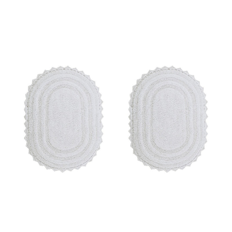 Janneli 100% Cotton Tufted 2 Piece Bathroom Rug Set, Reversible, Super Absorbent & Extra Soft Machine Washable Bath Rug
