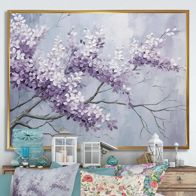 Beautiful Lilac Dreamscape IV On Canvas Print, 24" H x 32" W x 1" D, Gold Floater Framed
