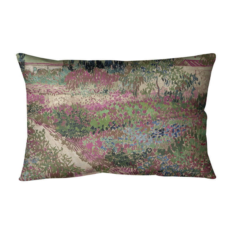 Coussin lombaire bluhender garten mit pfad, 20 po x 14 po, Bourre en polyester, Rose