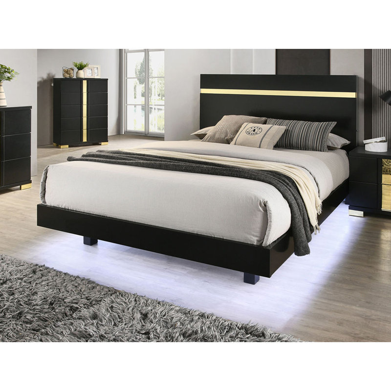 Cadre de lit 1pc, Noir, noir, noir, noir, Double