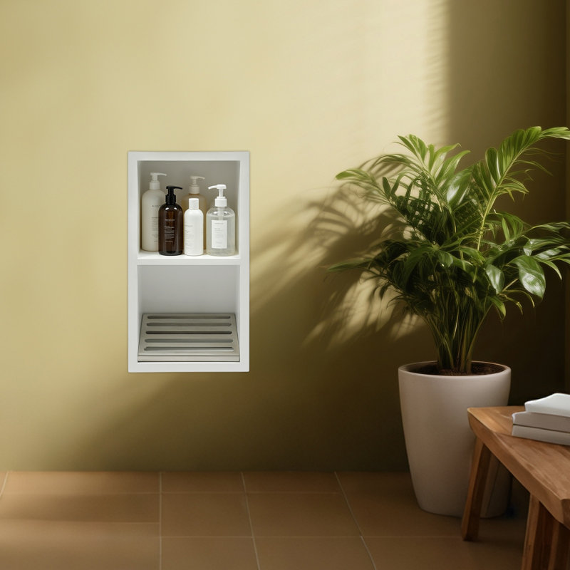 Armoire de rangement encastrée à 2 niveaux en acier inoxydable 7,08 x 13,38 po, Blanc