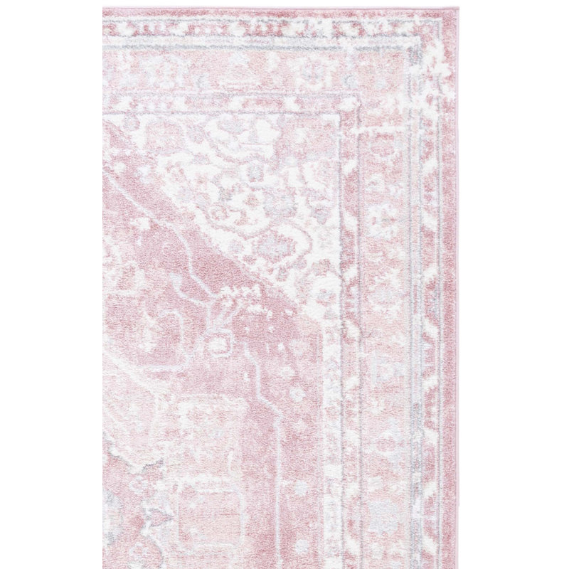 Lowrey Ivory Gray/Pink Rug, Rectangle 8' x 10'