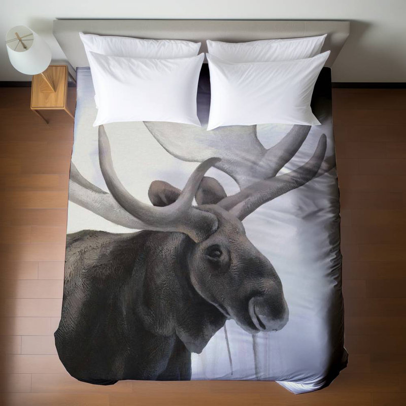 Housse de couette Brown Brown Rustic Moose Queen - Cozy Home Decor