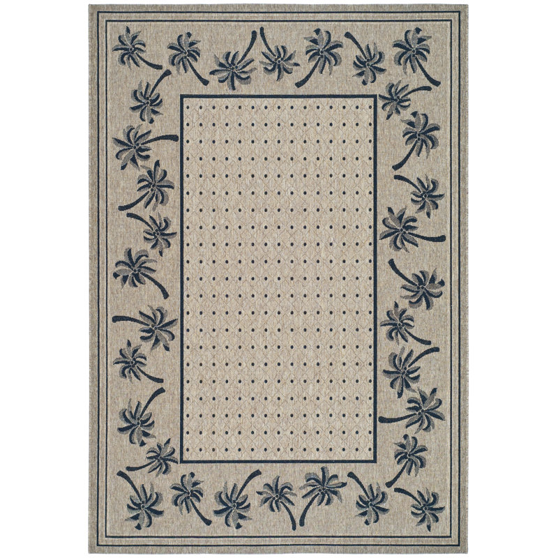 Tapis d'intérieur / extérieur à motif floral Lueck, Rectangle 6 pi 7 po x 9 pi 6 po