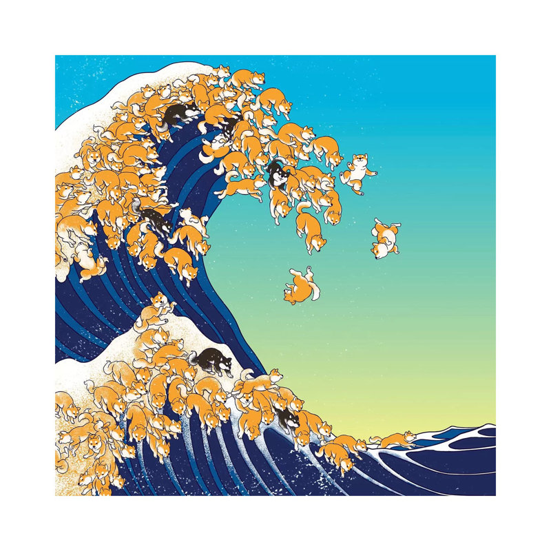 Shiba Inu In Great Waves by Big Nose Work - Wrapped Canvas Print, 30.48 cm H x 30.48 cm W