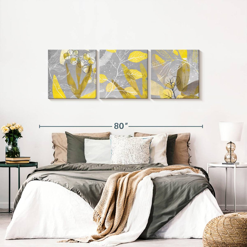Plantes jaunes, reproduction sur toile, H 24 po x l 74 po x P 1,25 po