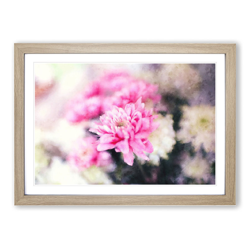 Pink and White Flowers - Framed Print, 36cm H x 48cm W x 2cm D, Oak Framed