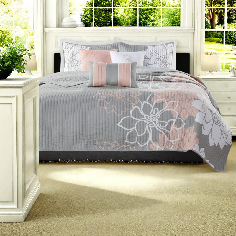 Ensemble de literie réversible, courtepointe florale en polyester pour la maison