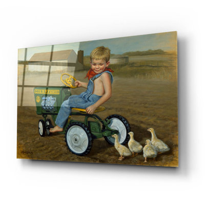 Red Barrel Studio® «Murray Diesel Tractor» par David Lindsley, art mural en verre acrylique