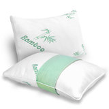 Sleepavo Queen Size Shredded Memory Foam Cooling Bamboo Pillows for Back, Stomach & Side Sleeper - 2 Pack