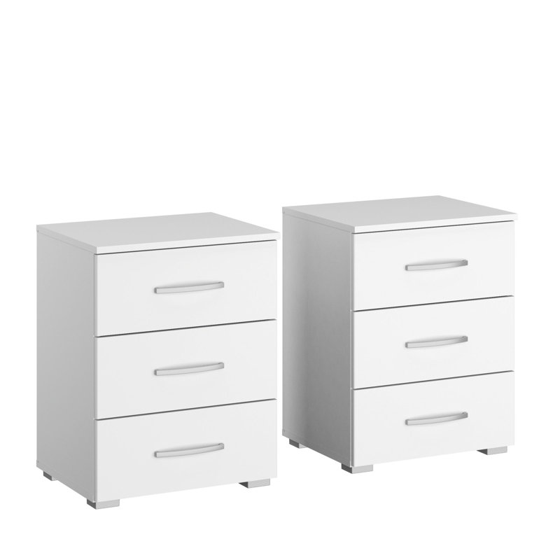Aditio 3 Drawer Bedside Table, Alpine white