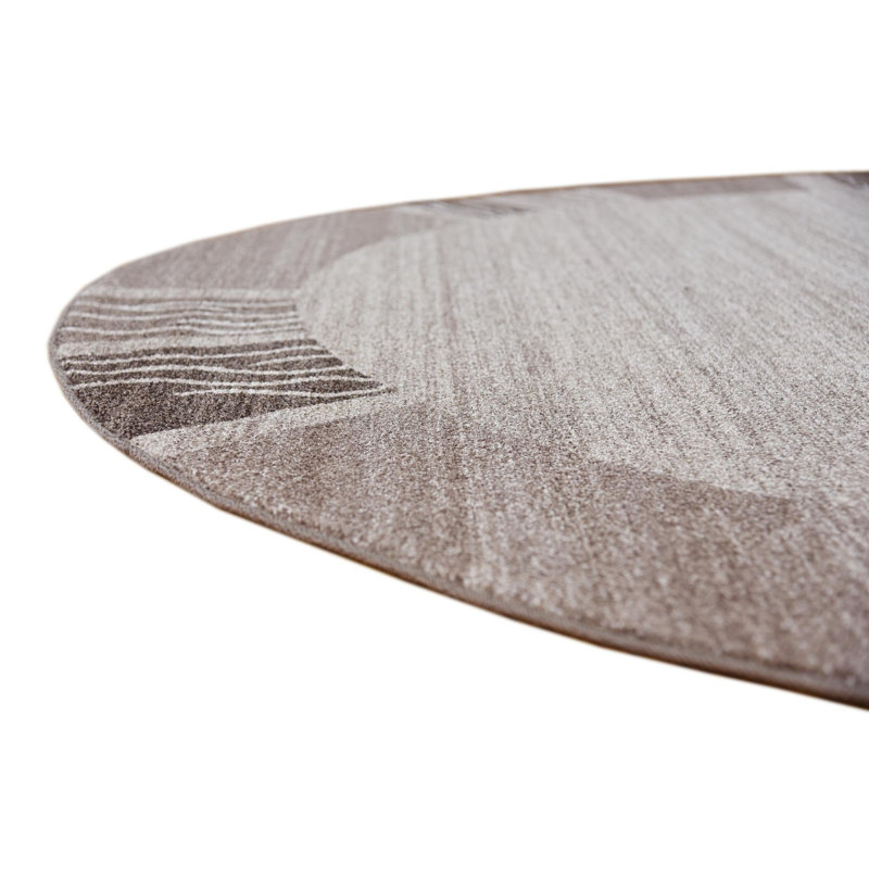 Cante Geometric Machine Made Power Loom Polypropylene Area Rug in Light Brown, Round 4'1"