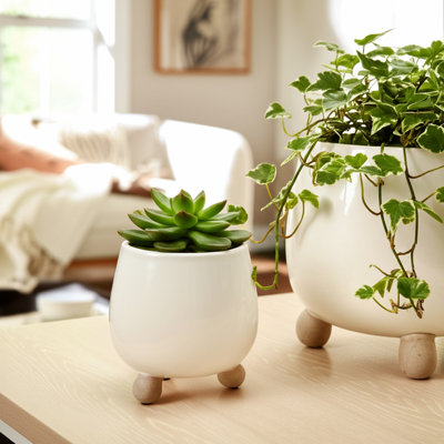 Ensemble de 2 pots à fleurs ronds et en céramique Ereka