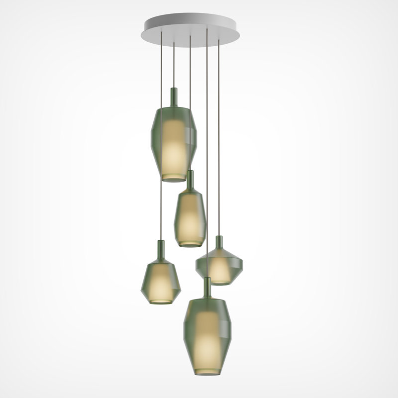 Mom Round Chandelier Pendants, Matt Sage Green, 5 Lights