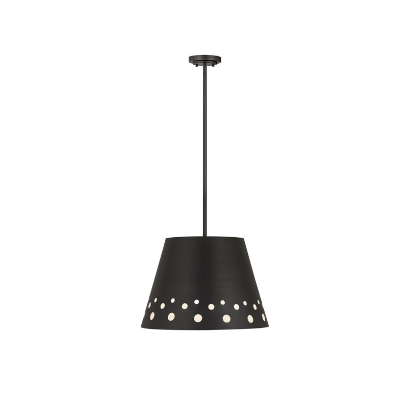 Luminaire suspendu conique 1 lumière, H 13,5 po x l 18 po x P 18 po, Noir mat