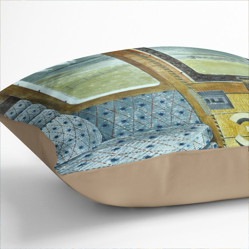 Train Landscape Scatter Cushion with Filling, 40cm H x 40cm W x 15cm D, Stone