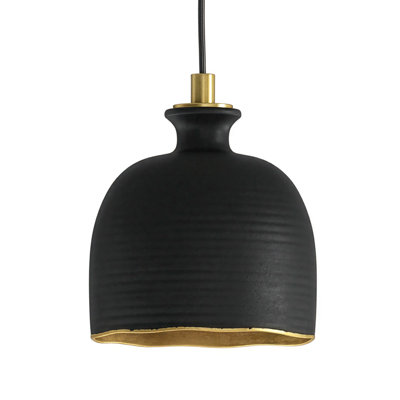 Bianca Ceramic Pendant (Matte Black and Gold)
