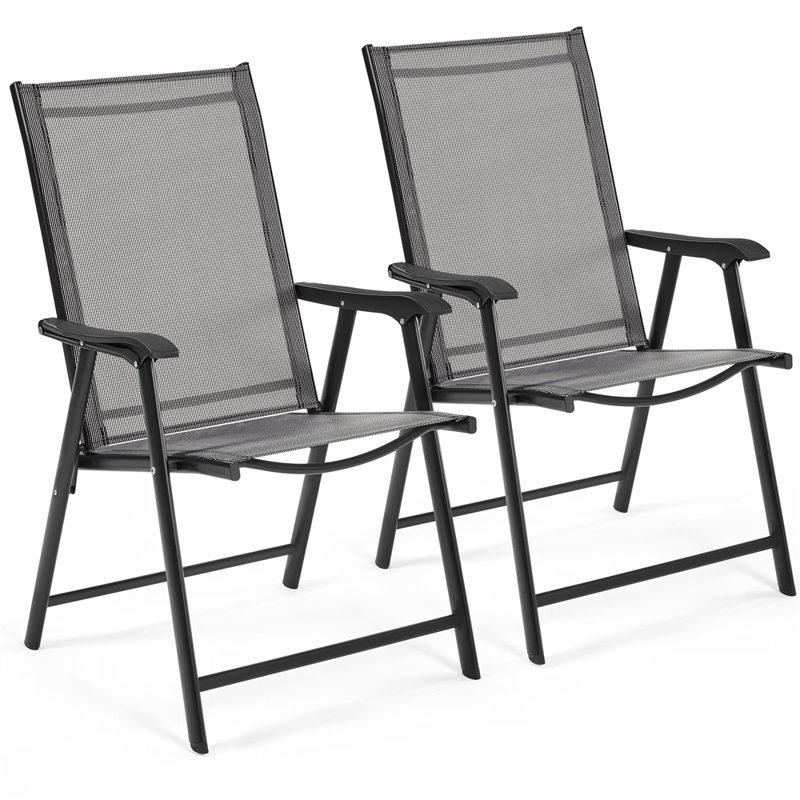 Folding Patio Dining Armchair, 2, Grey
