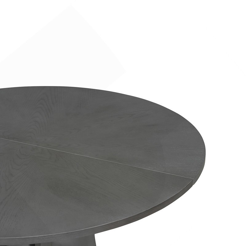 Oak Gray Round Dining Table 39.4" – Traditional Solid Wood Legs, Timeless Elegance, Ideal Focal Point For Family Gatherings