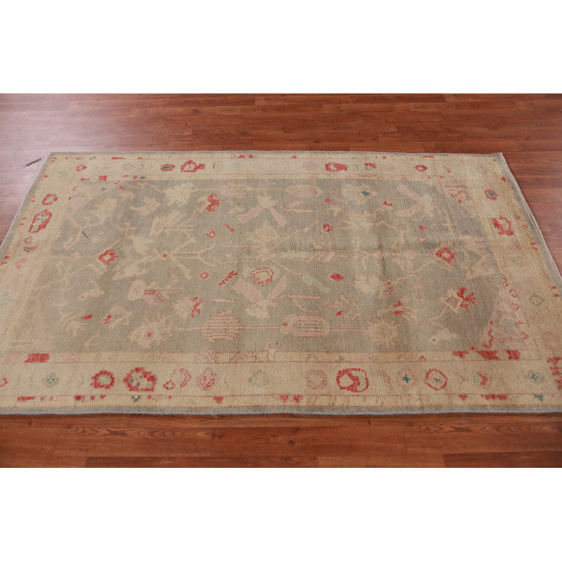Vegetable Dye Handmade Oushak Turkish Rug 4x7