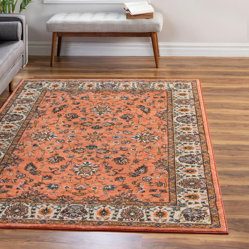 Tapis oriental brun / orange Hylan, Rectangle 5 pi 3 po x 7 pi 9 po