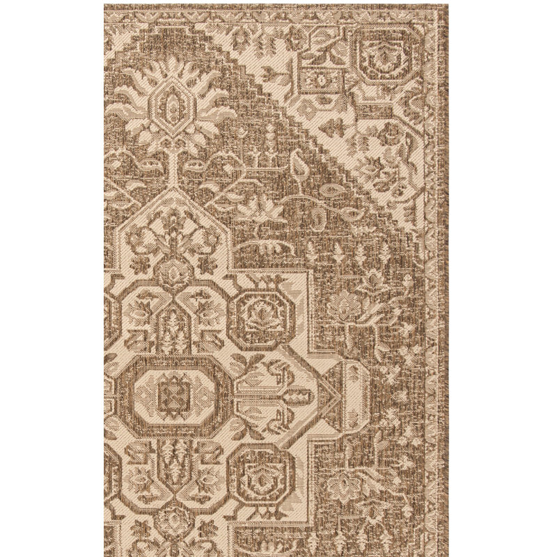 Danya Oriental Cream/Beige Indoor/Outdoor Area Rug, Runner 2'2" x 10'