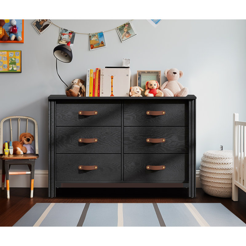 Commode 6 tiroirs Ashae, Noir