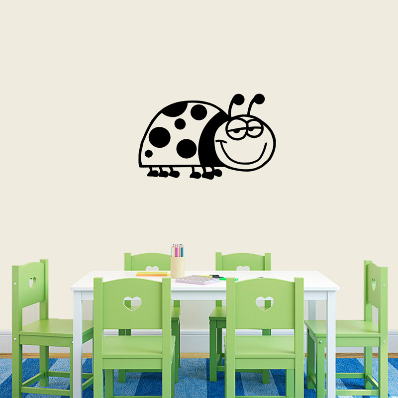 Décalcomanie murale dessin de coccinelle, Noir