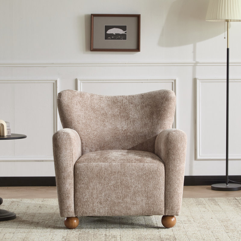 Fauteuil club Alonzo, Chenille clair cannelle