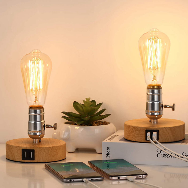 Lampe de table en bois 3,9 po Annjelica
