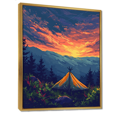 Quietude Tent Under Pink Mountain Sunset - Camping Travel Wall Art Print