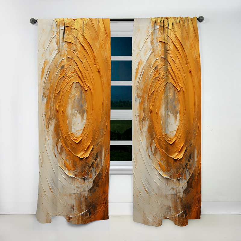 Natasha Golden Lemon Zest Spiral I - Modern Velvet Curtain - Room Darkening - 1 Panel, 52" W x 90" L