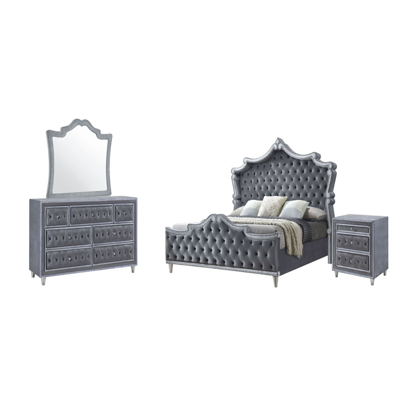Ensemble de chambre avec lit plateforme 4 pièces Layona, Grand