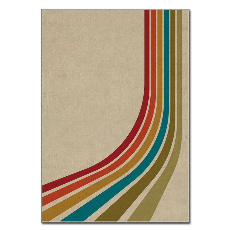 Tapis beige rectangulaire tissé à la machine Dodou, Rectangle 3 pi 11 po x 5 pi 11 po