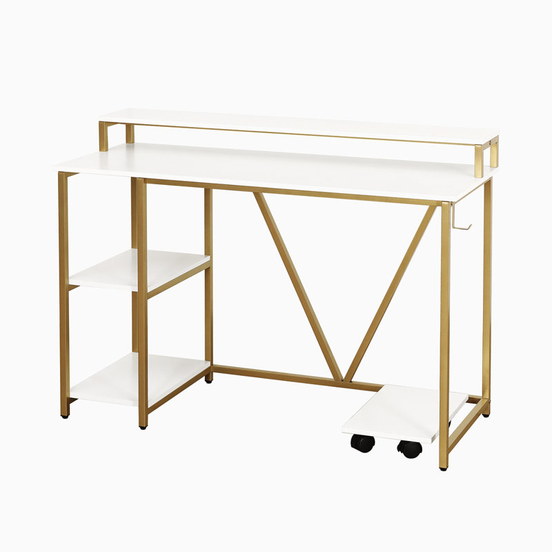 Bureau d'écriture Techni Mobile, Blanc / Doré
