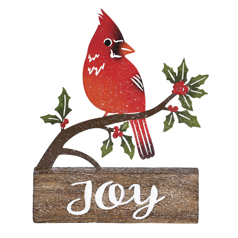 Figurine de Noël cardinal en métal Joy