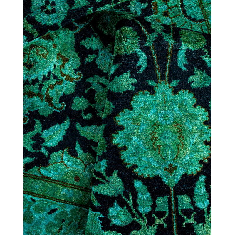 Tapis unique vert / noir 3 pi 2 po x 12 pi Yoandry