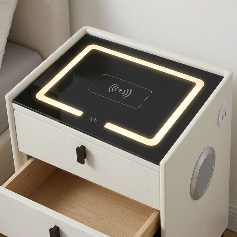 50cm W Bedside Table, White