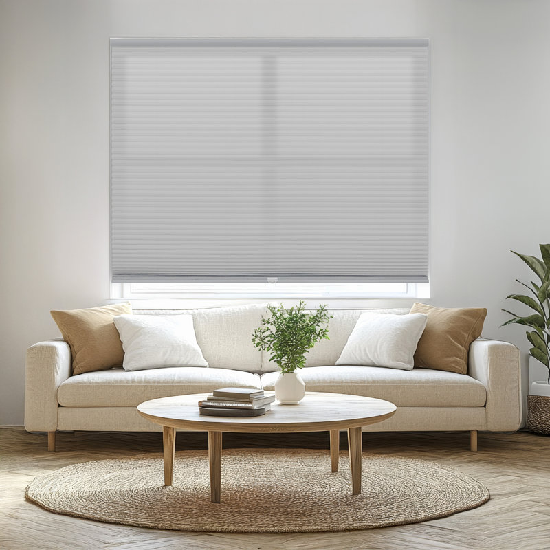 Store cellulaire semi-transparent filtrant la lumière de 1 pouce, L 42 po x L 64 po, Nuage gris