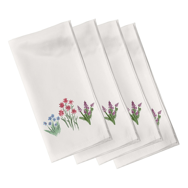 Cesareo Polyester Floral Square Napkin, Blue