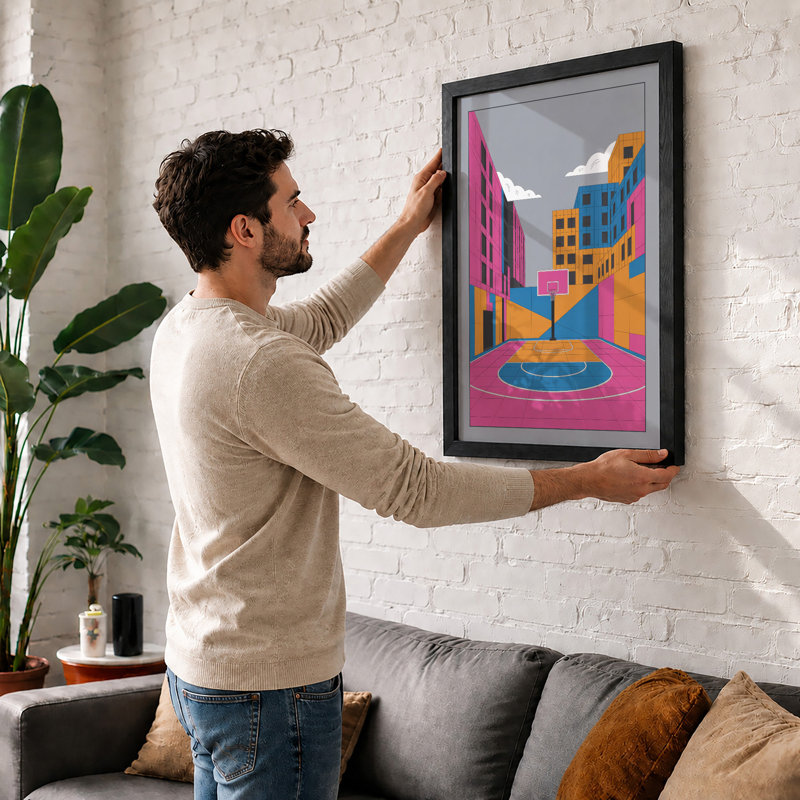 Neon Urban Plaza Modern - Print, Walnut, A4 - 29.7 x 21.0 cm
