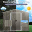 Remise de rangement extérieure en métal gris de 8 pi x 6 pi - construction en acier galvanisé, évents intégrés perforés, porte coulissante avec serrure, assemblage facile pour la structure de fer d'atelier, ventilation des évents, pour construire le garage