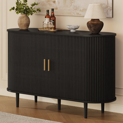 47" Sideboard Buffet Cabinet with Sliding Tambour Doors, Adjustable Shelves & Storage Cabinet for Kitchen, Dining Room