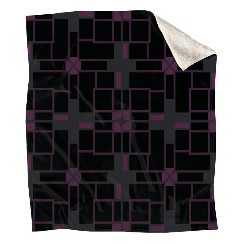 Couvertures mauves à carrés noirs, L 50 po x H 60 po