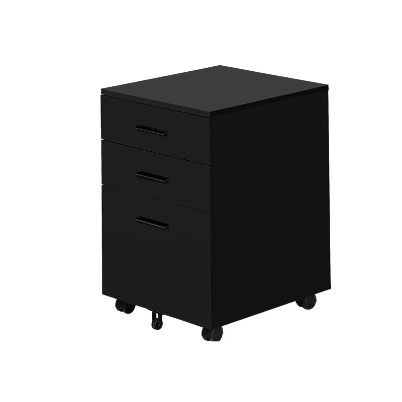 File Cabinet, Rolling Mobile, Storage Drawers, Printer Stand, Office, Work, Black Laminate, Contemporary, Modern